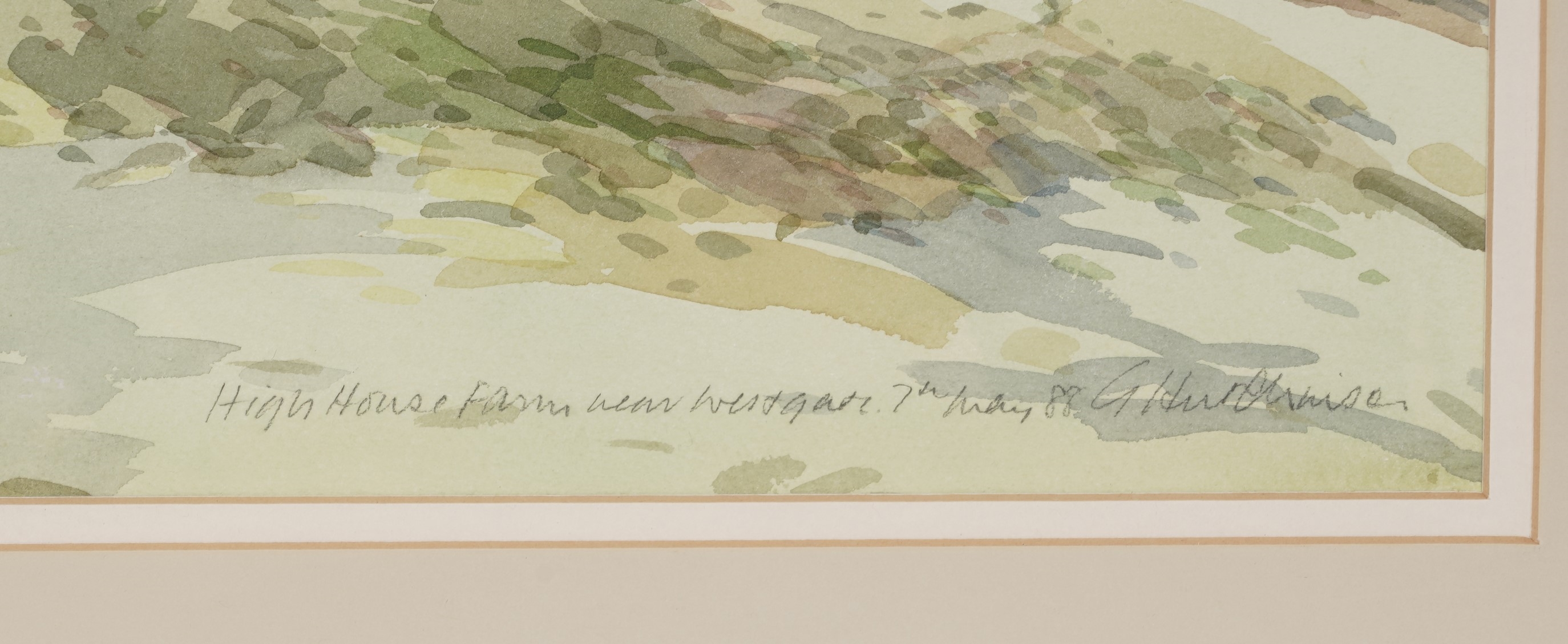 Artwork by George Hutchinson, High House Farm from Westgate, Made of watercolour