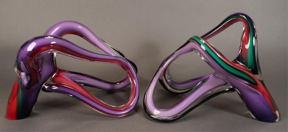 Barry Entner | Two Abstract Art Glass Sculptures | MutualArt