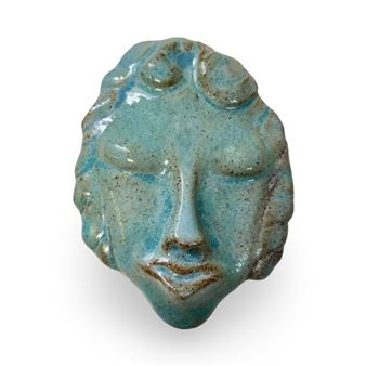 ERICA DEICHMANN TEAL HANGING MASK 1941 - Erica Deichmann Gregg
