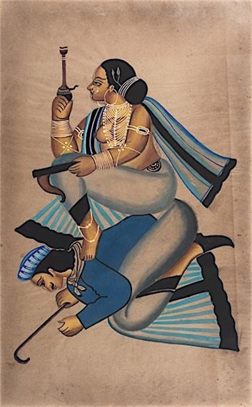 Babu by Kalighat Pat, Early 20th Century