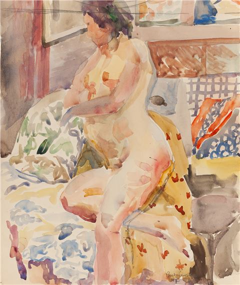 Nude on the couch by Hanna Pachniewska-Betley, 1947