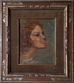 ALFEO ARGENTIERI (1878-1955) - RITRATTO DI DONNA OLIO SU CARTONE CM.21 - Alfeo Argentieri