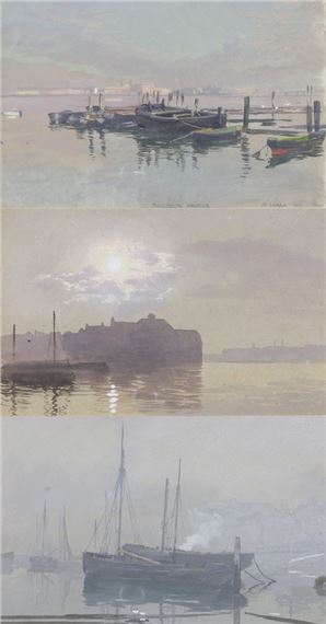 Portsmouth Harbour by Martin Snape, dated 1903