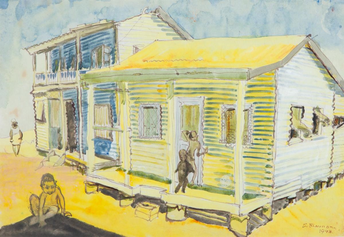 Artwork by Elise Blumann, ABORIGINAL QUARTERS BROOME, Made of watercolour