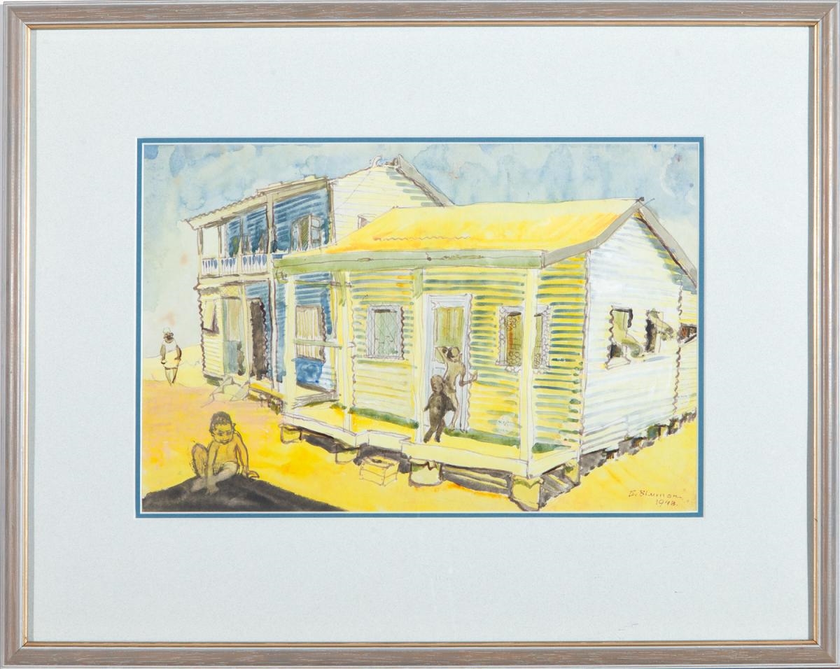 Artwork by Elise Blumann, ABORIGINAL QUARTERS BROOME, Made of watercolour