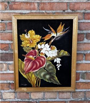 Frank Y. Oda Hawaii Bird of Paradise Painting - Frank Yasutaro Oda