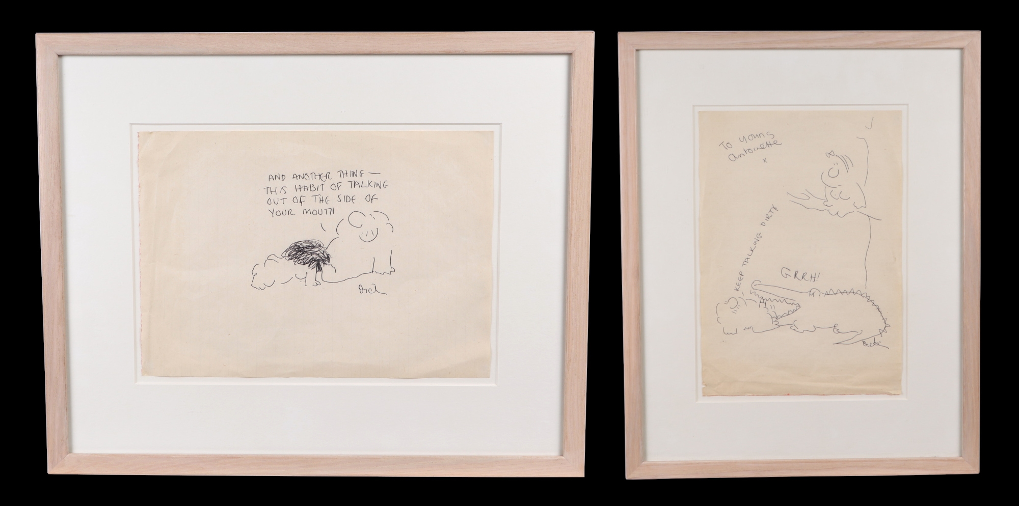 Frank Dickens | two risqué cartoons drawn on paper | MutualArt