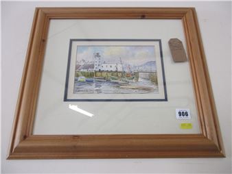 EDWARD H SIMPSON WHITBY WATERCOLOUR - Edward H. Simpson