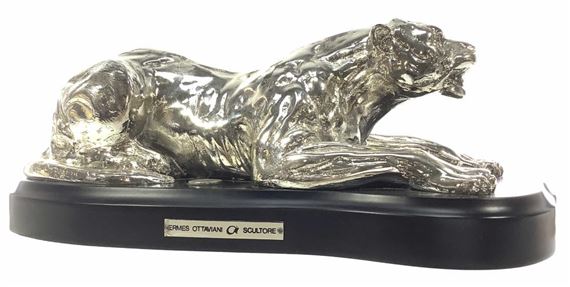 Ermes Ottaviani | Ermes Ottaviani Silver Plate Panther Sculpture