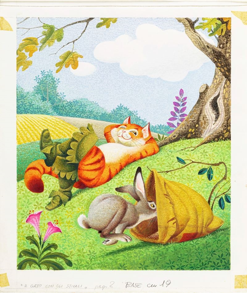 Artwork by Severino Baraldi, Puss in Boots , 1982, Made of tempera on thin cardboard