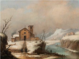 Pilgrims in the snow - Luigi Deleidi