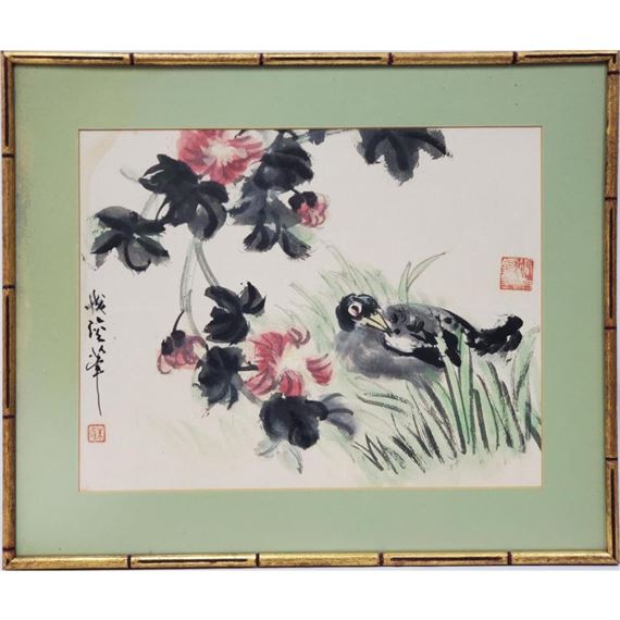 Signed Watercolor of a Bird - Zhu Chengjun