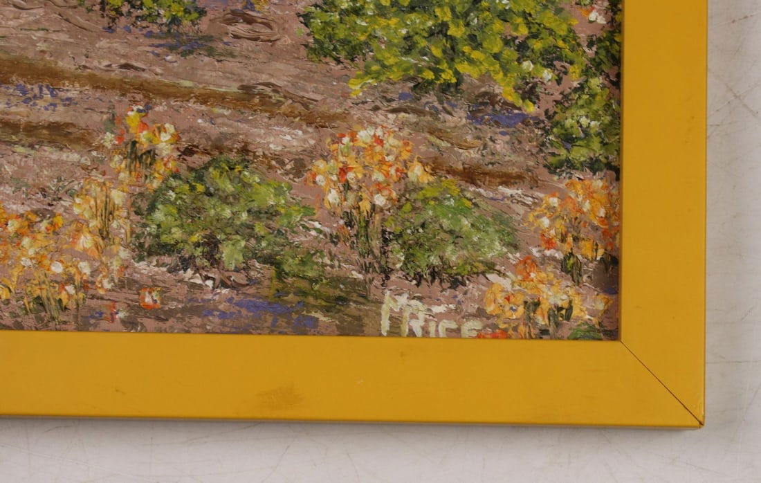 Artwork by Marian Rice, Desert Landscape - Kofa Mountains (titled on verso), Made of oil on canvas board