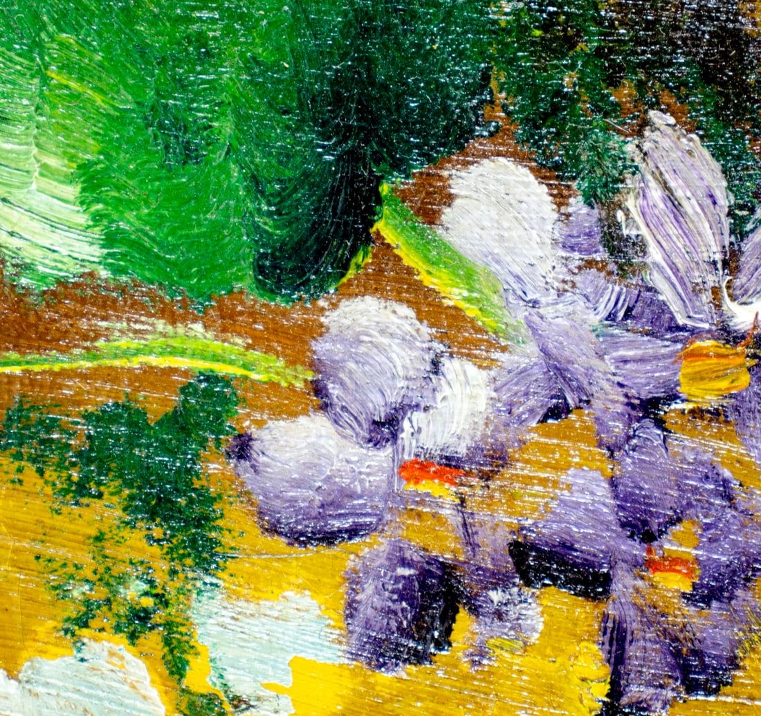 Artwork by Mary Ann Vogl, Still Life with Books and Vase of Flowers, Made of oil on canvas board