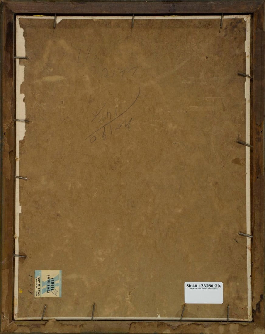 Artwork by Mary Ann Vogl, Still Life with Books and Vase of Flowers, Made of oil on canvas board