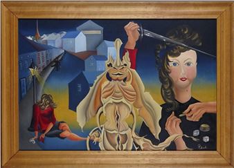 Tableau HSP -La dépravation- signé GERARD Marie-Rose 2e moitié 20eS 40x59cm cadr - Marie - Rose Gerard