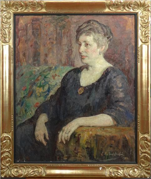 Tableau HST -Portrait de dame assise- daté 1924 signé ROLAND BROHEE Louise by Louise Roland Brohee, daté 1924