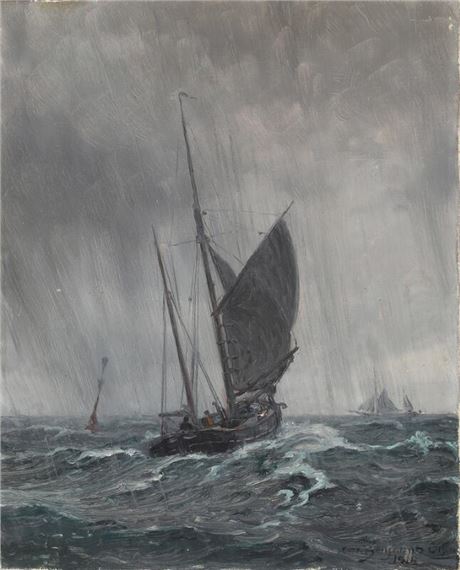 Christian Benjamin Olsen | Seasscape with a ships at high sea (1918 ...