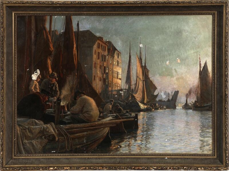 Christian Mølsted | Evening by the harbour near Knippels Bro, seen fron ...