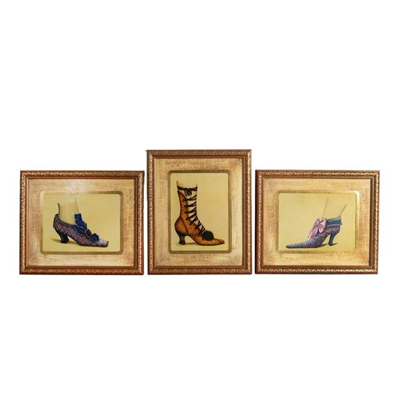 3pc The Bombay Framed Art Print, Fashionable Footwear by Fiona Saunders