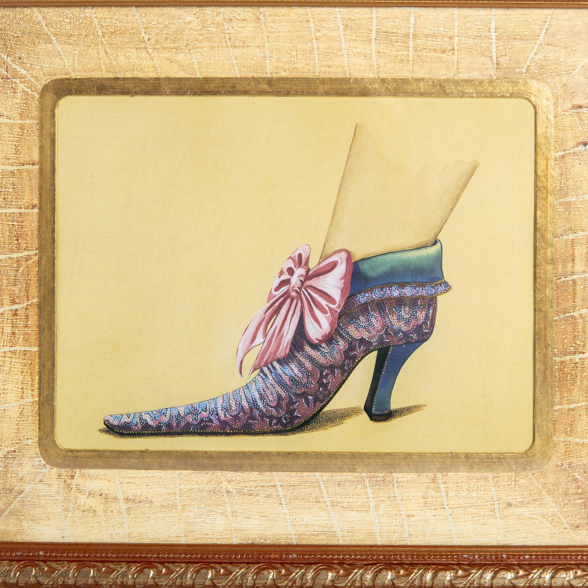 Artwork by Fiona Saunders, 3pc The Bombay Framed Art Print, Fashionable Footwear