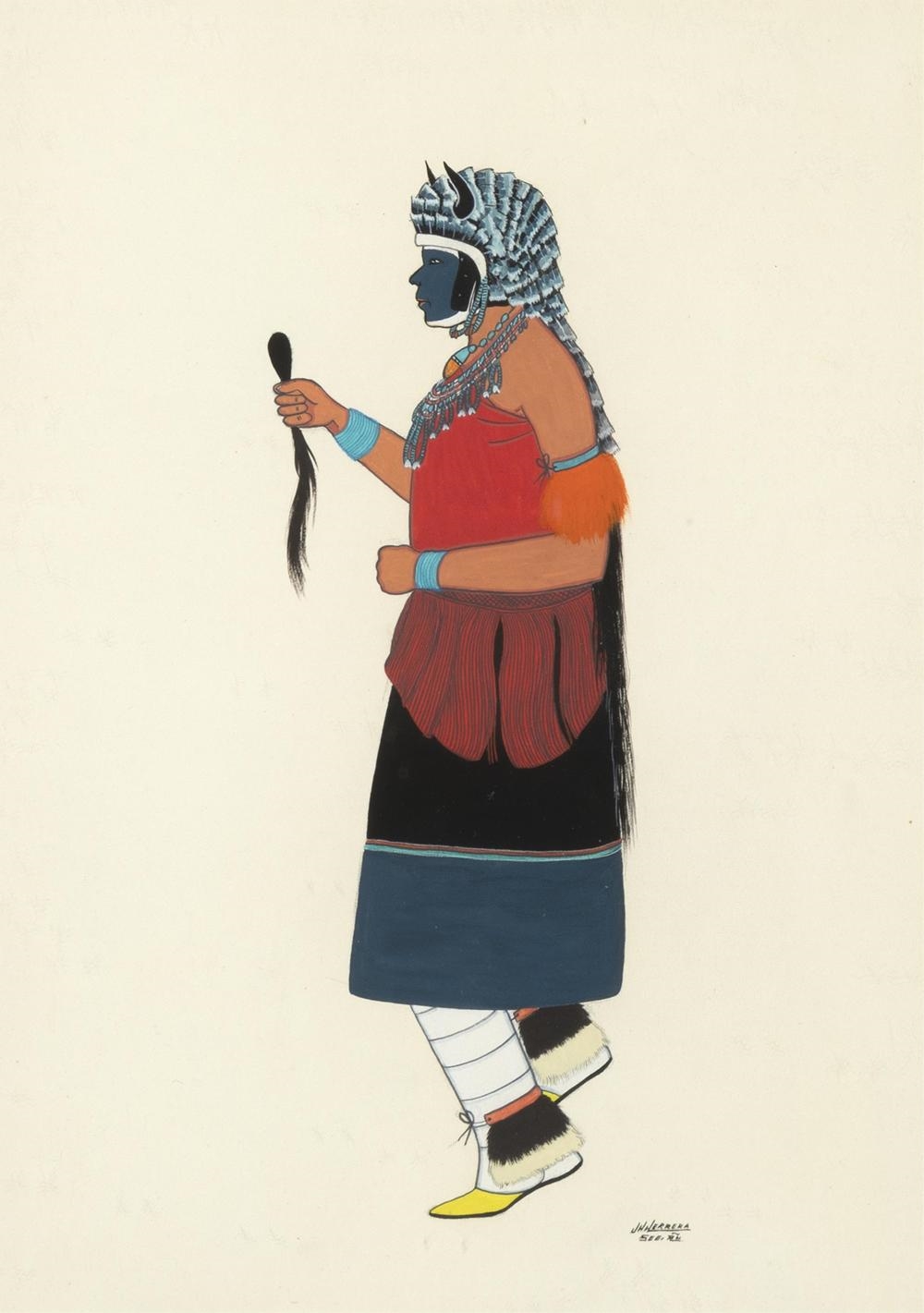 Artwork by Joe Herrera, Dancing Figure, ca. 1950, Made of casein on paper
