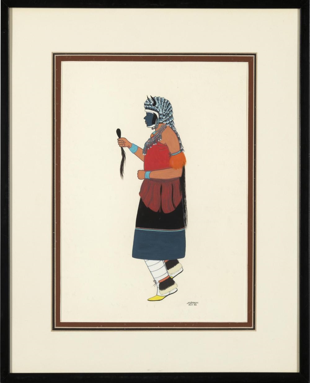 Artwork by Joe Herrera, Dancing Figure, ca. 1950, Made of casein on paper