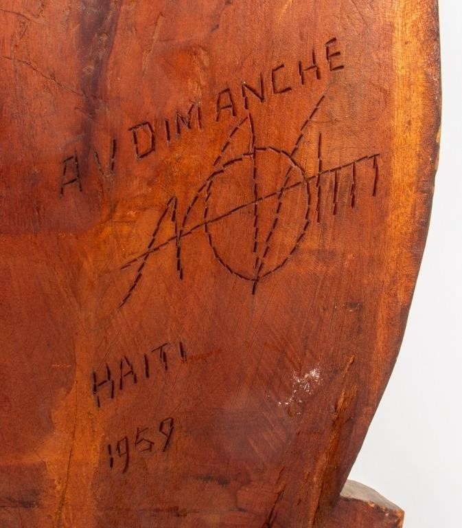 Artwork by Andre Dimanche, Andre Dimanche Carved Wood Sculpture of Nude Woman, Made of wood sculpture