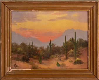 Willard Page "The Face, Tucson Mts" Oil on Board - Willard Page