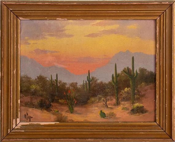 Willard Page "The Face, Tucson Mts" Oil on Board by Willard Page