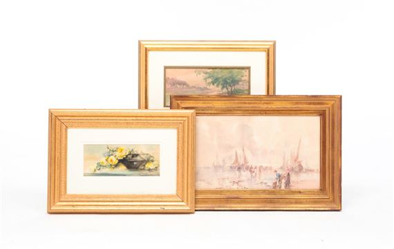 THREE FRAMED WATERCOLORS by F. Rousse, circa 1900