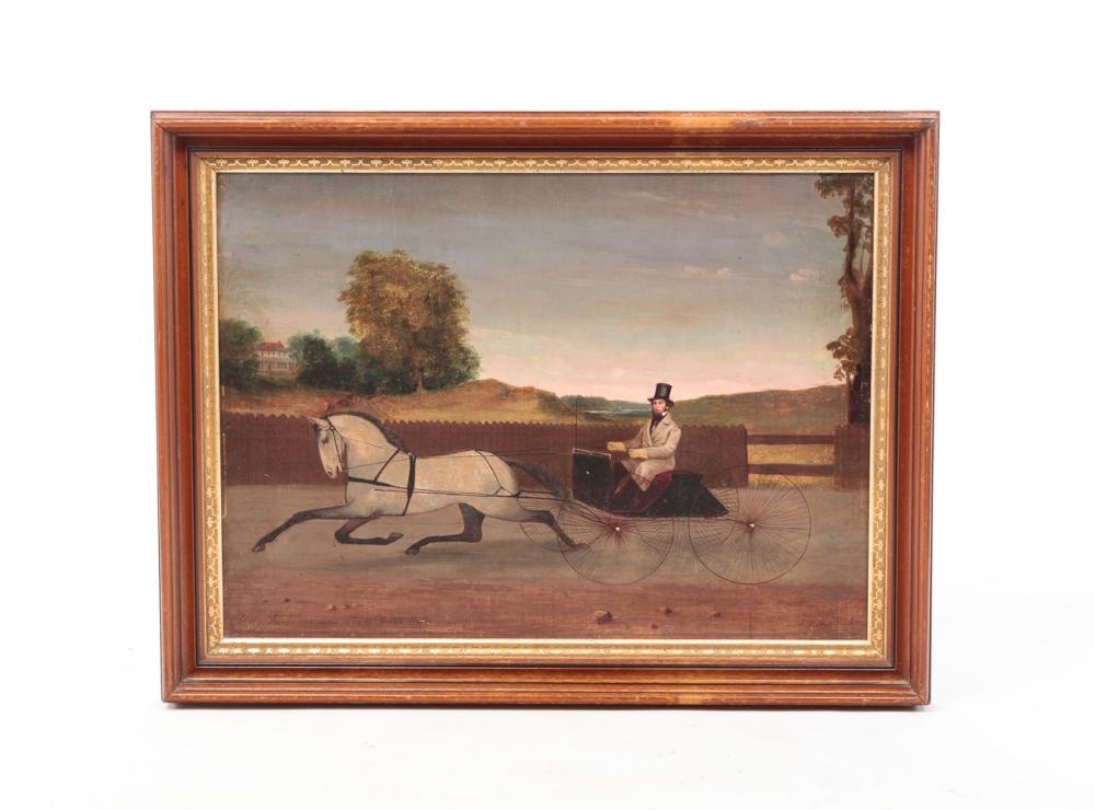Artwork by Theodore Marsden, HORSE AND CARRIAGE PAINTING BY THEODORE MARSDEN, Made of oil on canvas