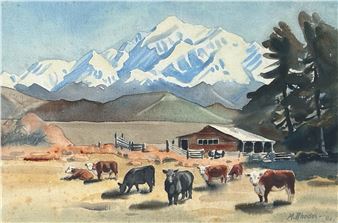 Rural Scene wirh Cattle - Margaret Rhodes