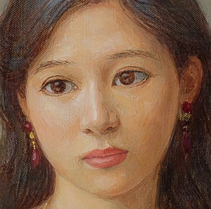 Artwork by Hiroyuki Tokuda, red dress, Made of oil on canvas
