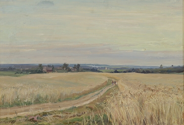 Artwork by Grigoriy Shegal, Grain field, Made of oil on carton