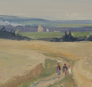 Artwork by Grigoriy Shegal, Grain field, Made of oil on carton