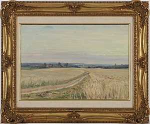 Artwork by Grigoriy Shegal, Grain field, Made of oil on carton