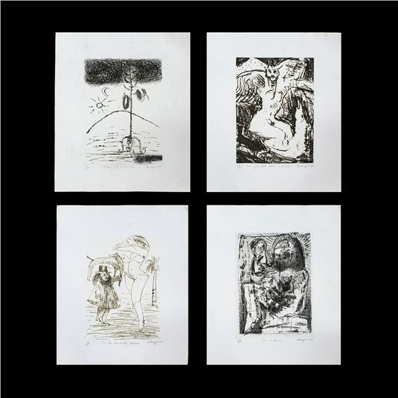 collection of 4x etchings on paper by Braam Kruger