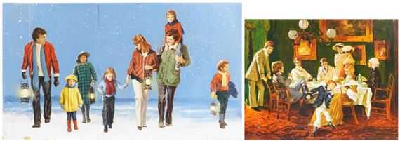 Len Thurston | Young Renny and Eight People in snow | MutualArt