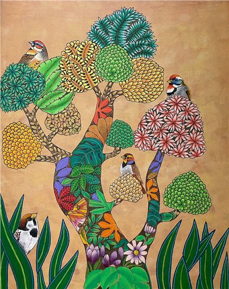 Akula Raghu | TREE AND BIRDS | MutualArt