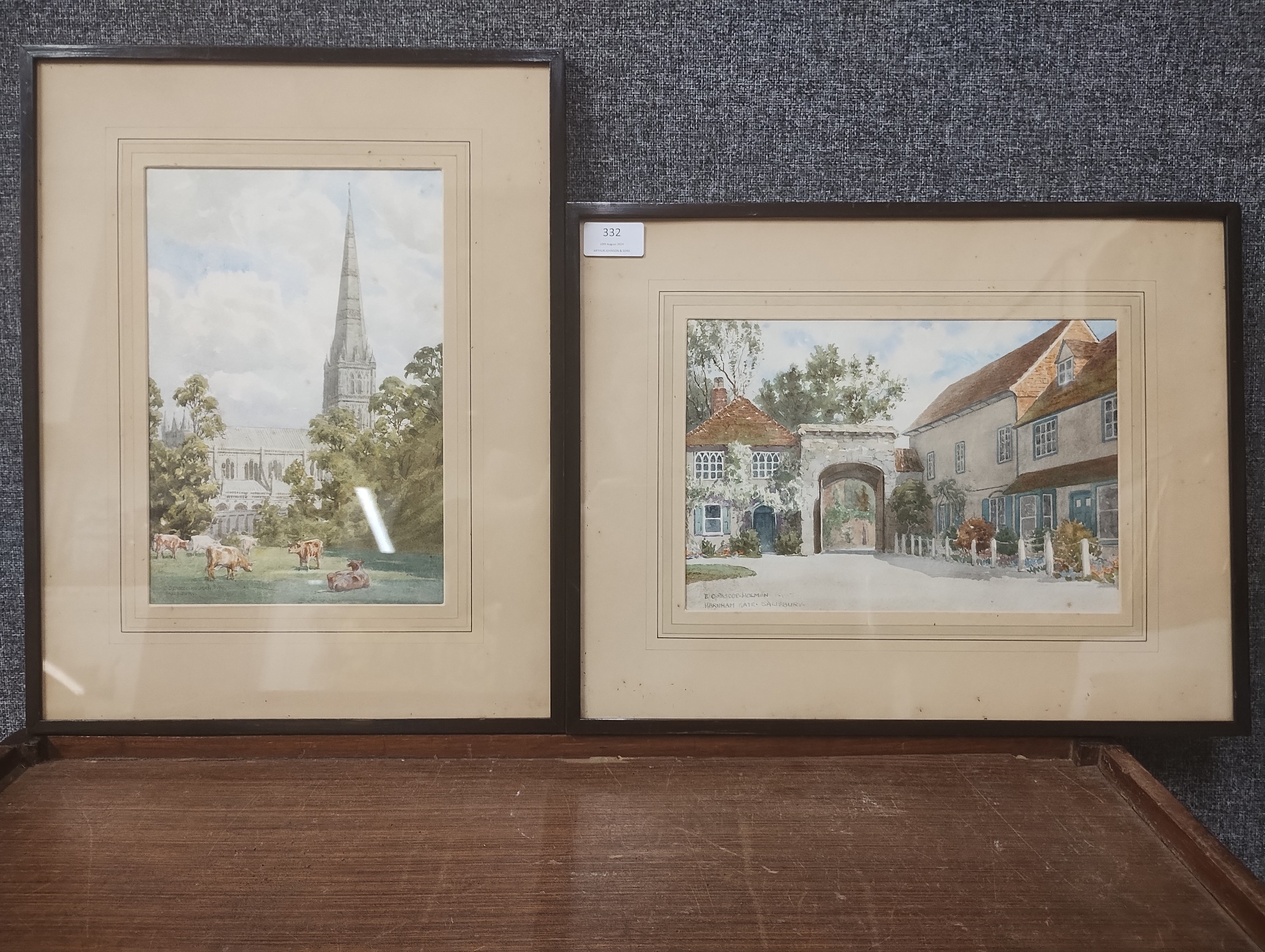Artwork by Edwin Charles Pascoe Holman, Two Salisbury scenes, Made of watercolour