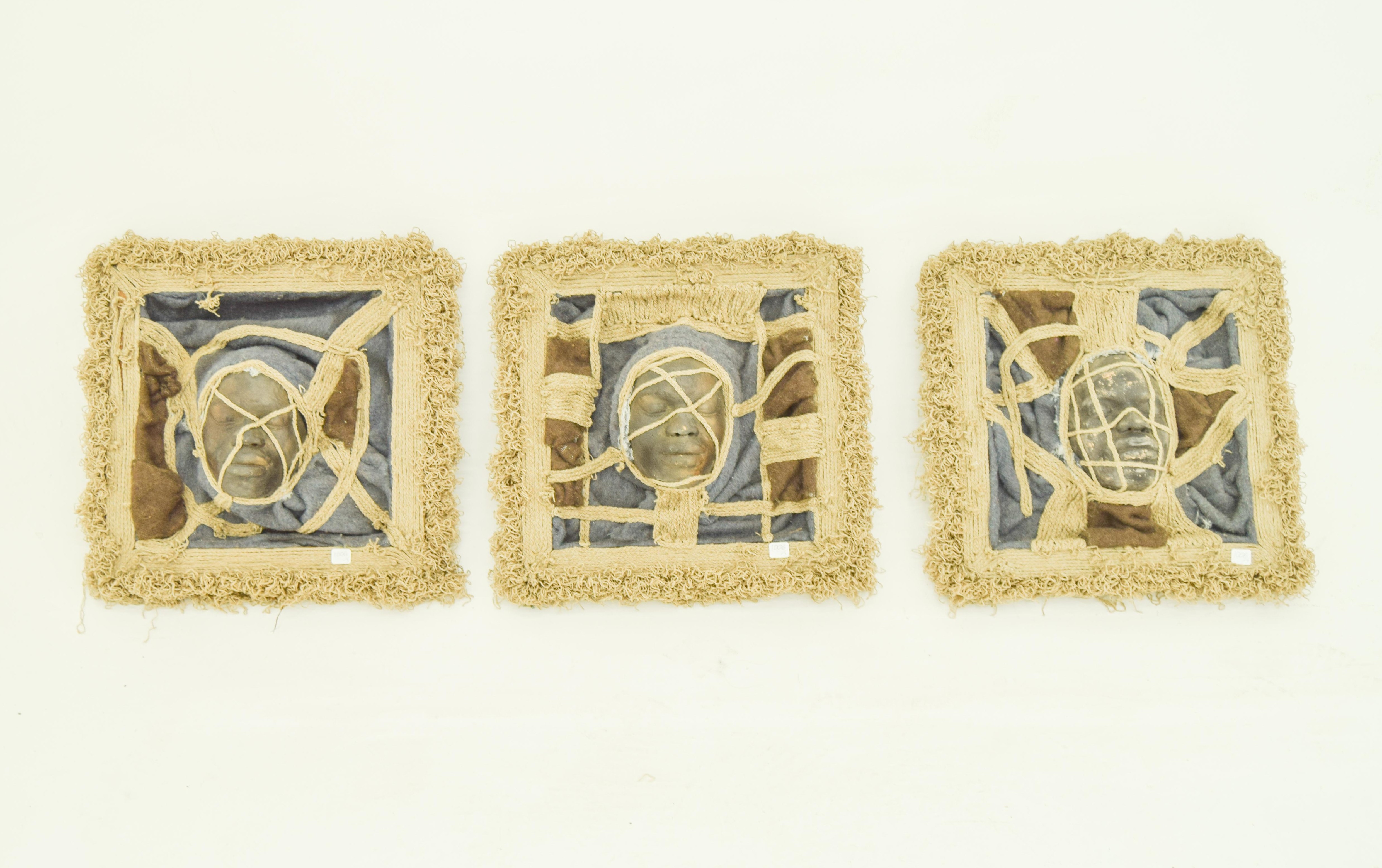 Artwork by Modisa Motsomi, Three Faces, Made of CERAMIC SCULPTURE