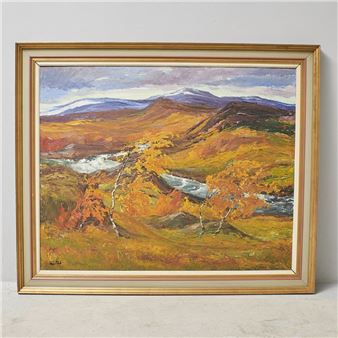 Flällandskap med fors - Axel Nipstad