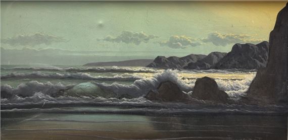 Pierre GUERET (1908-1966) Rough sea on the coast Oil on canvas, signed lower right 55 x 110 cm (framed) by Pierre Martin Gueret