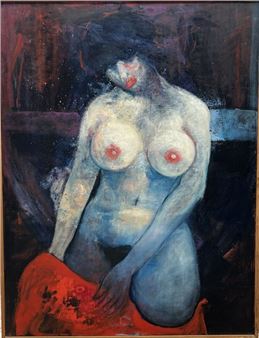 Serge ZULIANI (1932-2015) Nude Woman with Red Blanket Oil on canvas, signed upper left 116 x 89 cm On joint Serge ZULIANI (1932-2015) Femme nue aux cuissardes rouges Oil on canvas Signed lower left 100 x 81 cm - Serge Zuliani