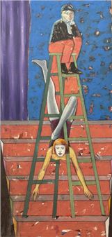 Maria Inès DRANGOSH (1956) The director, 95 Mixed media on canvas 195 x 97 cm (Accidents) - Inés Drangosch