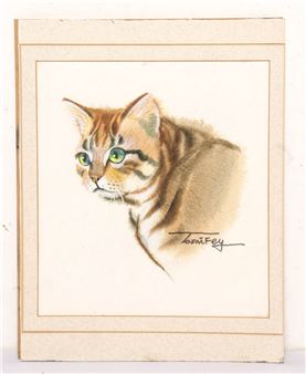 A lovely water colour portrait of a tabby cat - Tami Fey