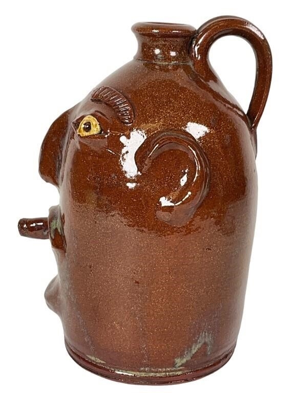 R. Anderson | R. Anderson Face Pottery Jug | MutualArt