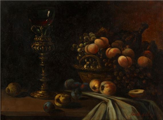 NATUREZA MORTA-FRUTOS E COPO by Áttila Mendly De Vétyemy