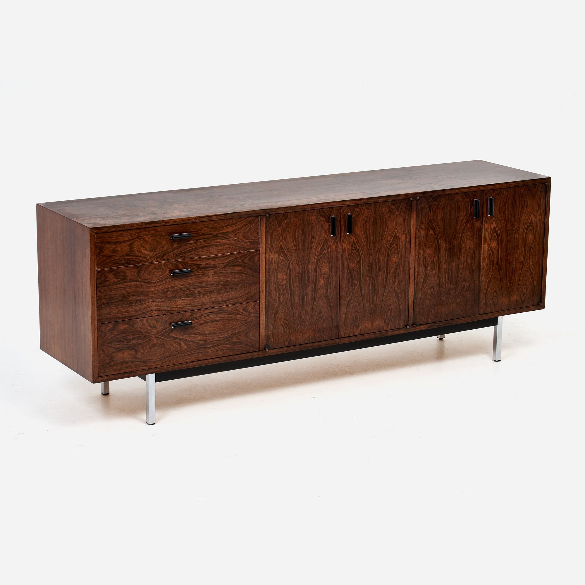 Artwork by Jack Cartwright, Credenza, Made of Rosewood, chromed steel, enameled metal
